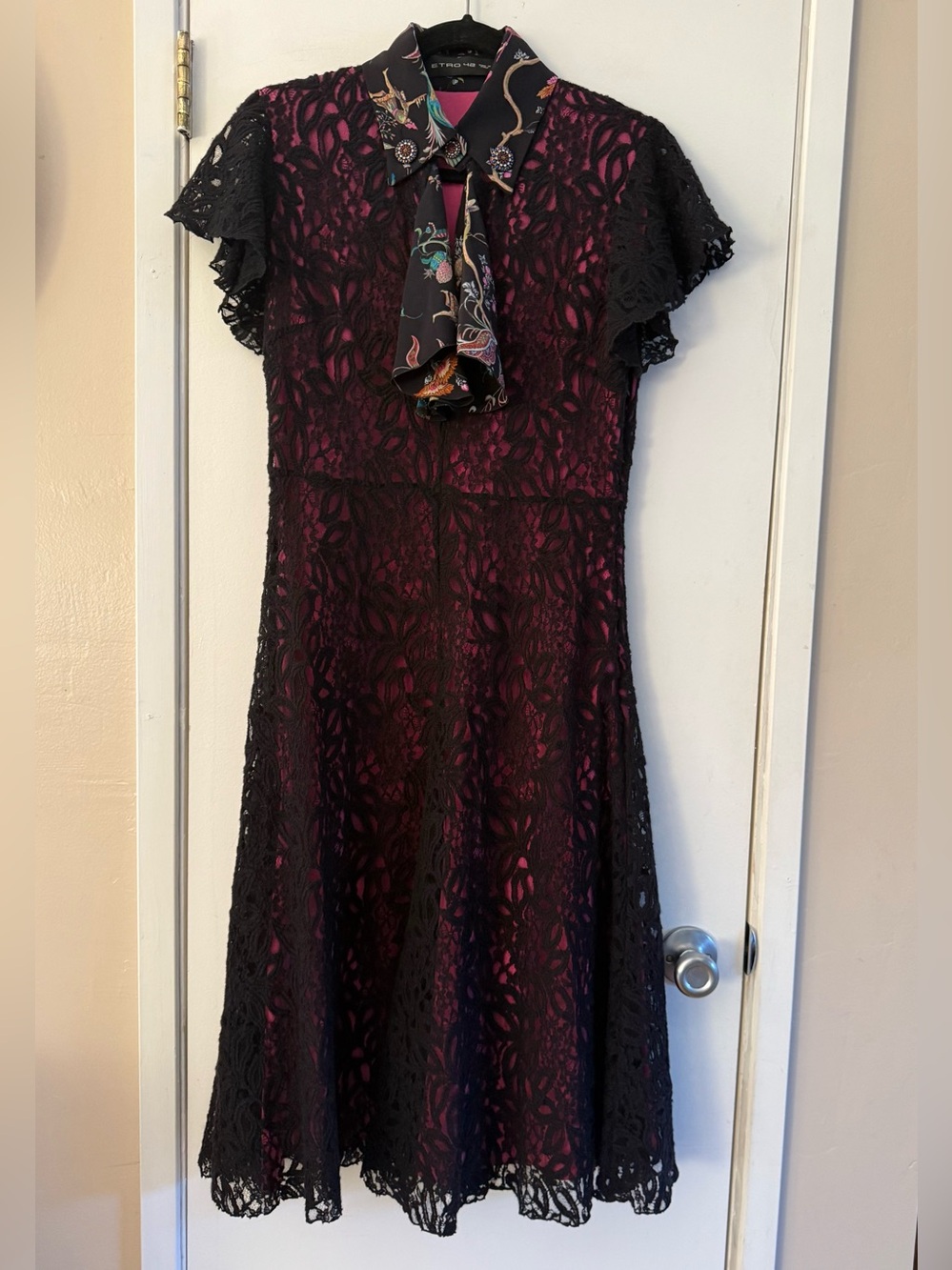 ETRO Italy Lace Pattern Silk Midi Dress - Picture 2 of 11